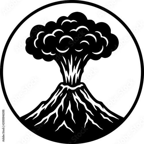 Minimalist Volcano Eruption Icon Vector Illustration