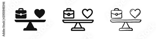 Work Life Balance Scale Icon Set - Career and Wellness Harmony