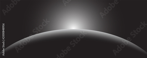 Rising Sun over the planet. space background 3d rendering