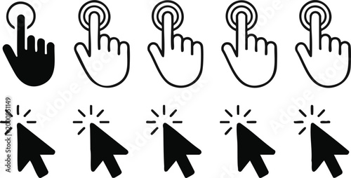 Cursor and Hand Icons for Clicking mouse pointer finger
