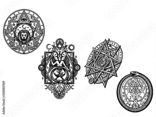 Occult Symbol Engraving Illustration Set