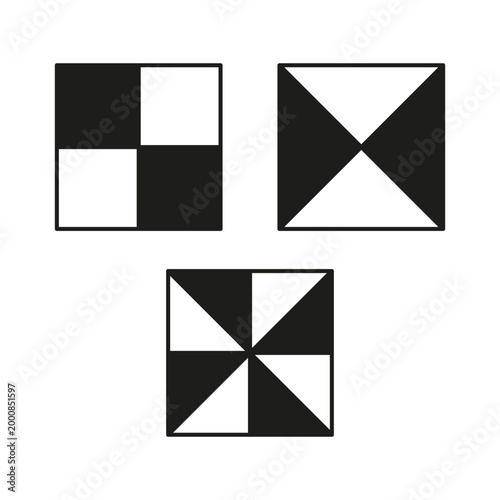 Surveying ground control point targets set vector. Use these markers for precise drone photogrammetry and mapping projects.