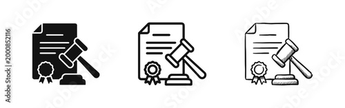 Legal Document with Seal and Judge Gavel Icons