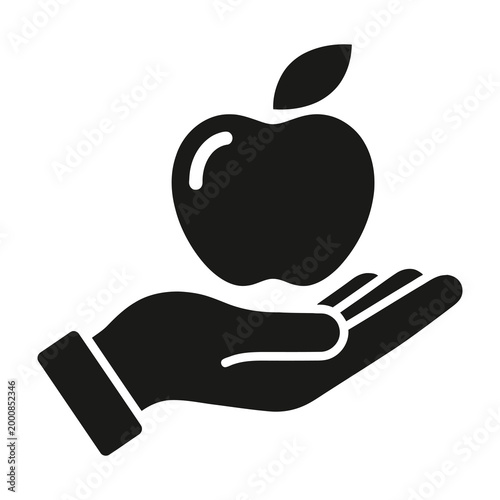 Tableau sur toile Hand holding black apple symbol