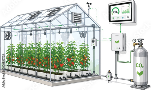Smart Greenhouse with C O2 Enrichment and Monitoring System