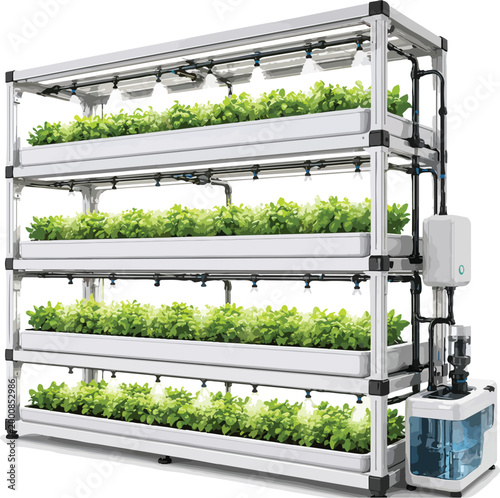 Vertical Hydroponic Farming System with LED Grow Lights Keywords: hydroponics, vertical