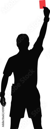 Referee showing red card in sports game