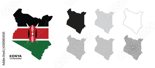 Fotografie Set of isolated kenya maps