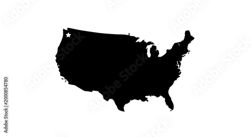 A black silhouette of the continental united states