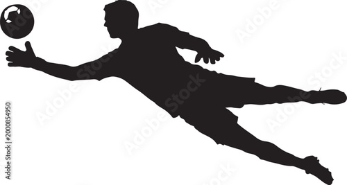 Athlete diving to catch a sports ball