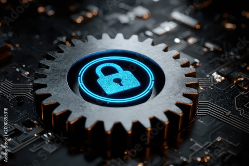 Industrial security with digital padlock and gear