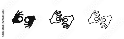 Quadro em tela Sign Language and OK Hand Gesture Icons