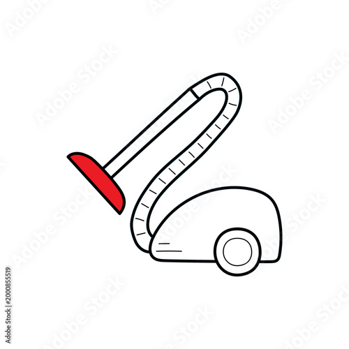Modern vacuum cleaner line icon vector illustration for professional home cleaning services, domestic housekeeping chores, and maintenance equipment design.
