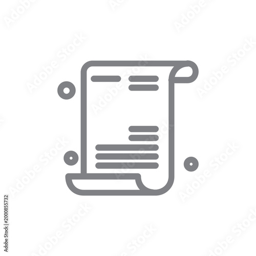 Scroll document line icon vector illustration for certificates, legal messages, business reports, and ancient history paper design elements.
