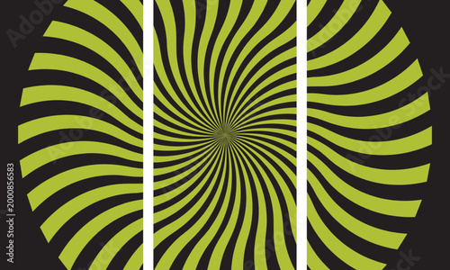Hypnotic swirl a vibrant optical illusion with green and black spiraling patterns