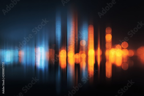 Futuristic cityscape effect with bokeh lights