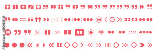 Quotation marks and punctuation icon set, comma apostrophe parentheses and speech quote symbols, double quotation mark vector collection, clean typography icons, minimal modern design elements.