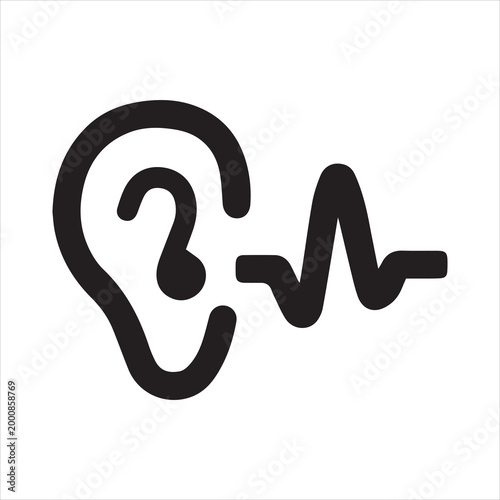 Ear hearing sound icon on white background.