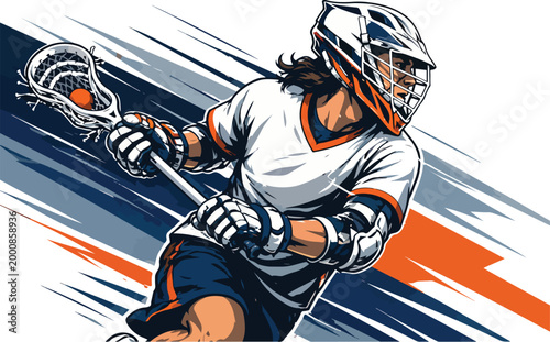 Lacrosse player with stick and ball illustration sport