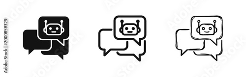 Artificial Intelligence Chatbot Customer Support Icon Set