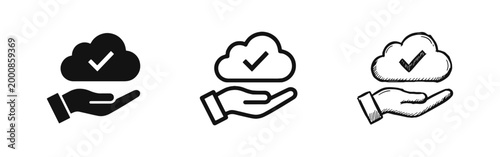 Cloud Computing Data Storage Success Checkmark Icon Set