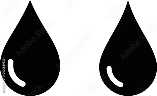 Two black water droplets a simple iconographic representation