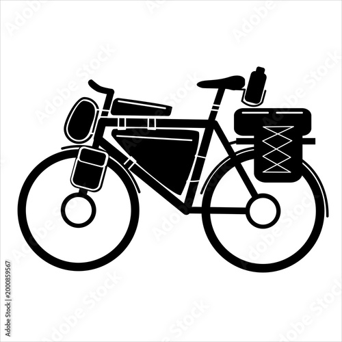 Bicycle with bikepacking bags symbil or icon