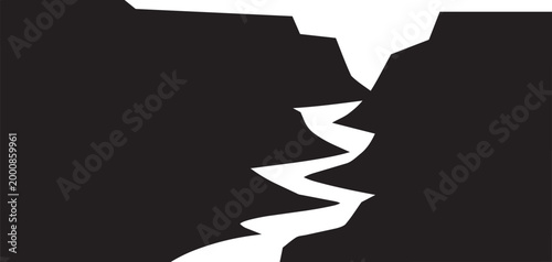 Jagged crack vector illustration with sharp edges and negative space for dramatic design element