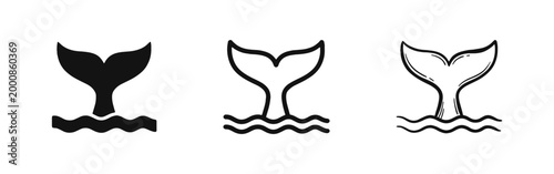 Ocean Whale Tail Marine Life and Wildlife Icon Set