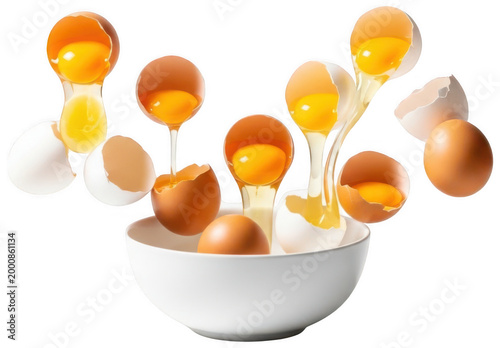 Raw Egg png Cracked Egg cutout Falling Eggshell png Dripping Yolk cutout Liquid Egg png Fresh Ingredient cutout Levitating Egg png Brown Eggshell cutout isolated transparent background image
