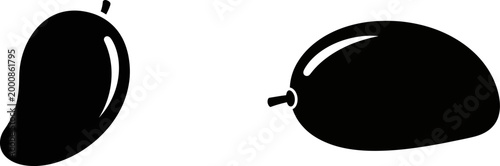 Two black silhouette mangoes a minimalist fruit illustration