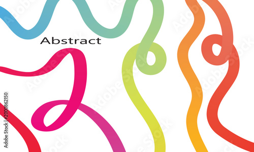 Colorful abstract lines and curves on a white background a modern artistic composition