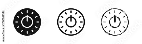 Adjustment Dial or Control Knob Icon Set - Settings and Volume Concept