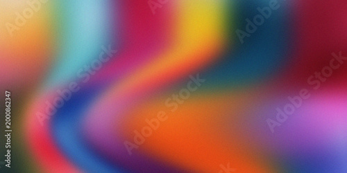 Schilderij op canvas Vibrant and dynamic blurred gradient background with a wavy pattern in various bright and energetic colors