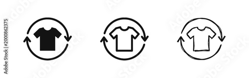 T-shirt with Recycle Arrows Icon Set - Sustainable Fashion and Clothing Circular Economy