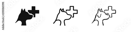 Veterinary Pet Care Icons - Dog Health, Medical Cross, Animal Clinic Symbols