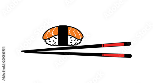 Sushi with chopsticks on plate.
