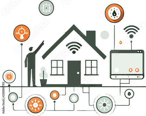 Smart Home Technology Connected House Concept Keywords: smart home, technology, house, connected
