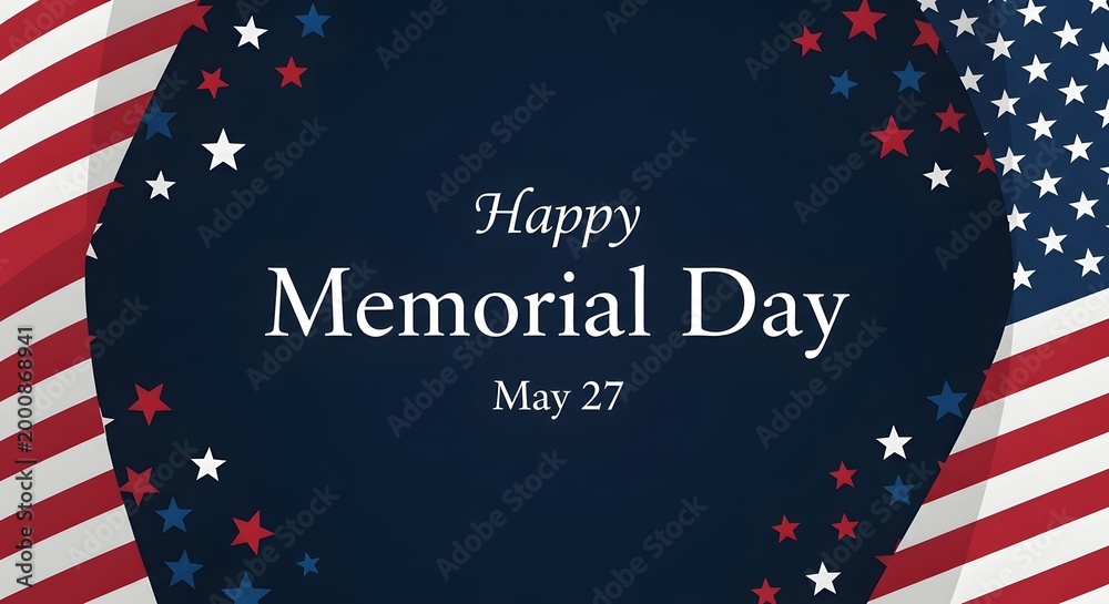 Obraz premium Happy Memorial Day greeting card with American flag design