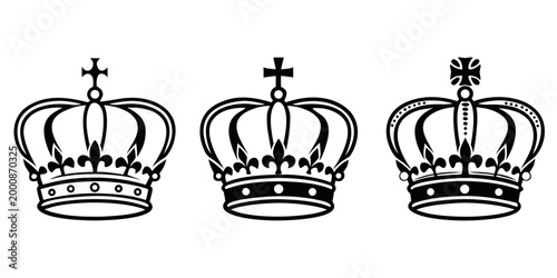 Fotografia Collection of various royal crown silhouettes for heraldic design with heraldry