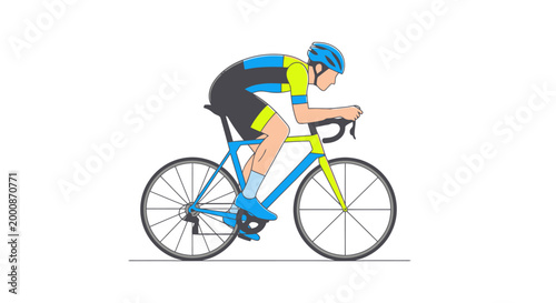 Athletic individual training on a sleek racing bicycle in a dynamic forward posture actively engaged in cycling sport with focus and determination promoting healthy lifestyle and recreational