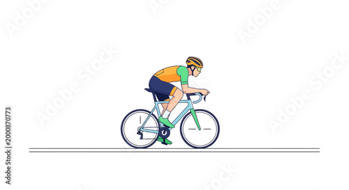 A person in athletic attire rides a bicycle forward on a paved track preparing for a race or sporting event showcasing outdoor recreation and healthy physical activity