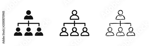 Organizational Chart and Business Hierarchy Icon Set, Team Structure Symbol