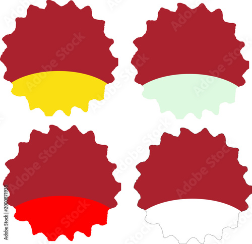 Price Label Badge Set, Sale Tags and Discount Stickers Abstract Brush Shapes Vector