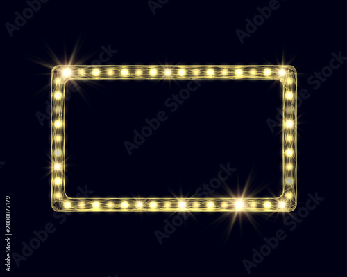 Wireframe gold light billboard, low poly style. Abstract modern vector illustration on dark background.