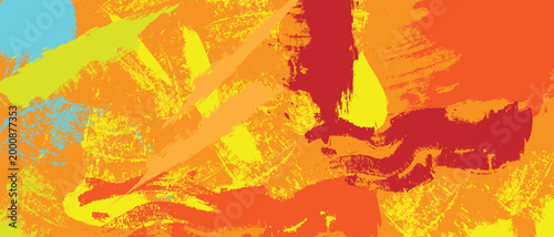 A vintage grunge art wallpaper featuring a hot orange and yellow fire flames texture with smoke and red burning paint patterns on an inferno vector illustration background