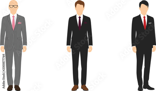 Illustration of Professional Men in Suits with Different Styles for Business, Corporate, and Professional Concept Designs