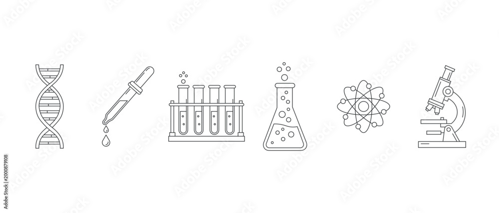 Fototapeta premium Science Laboratory Line Icons Set
