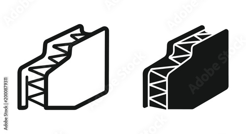 Cross section of a sandwich panel with insulation core, isometric view of structural building material