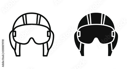 Pilot helmet icon, vector illustration of aviator headgear